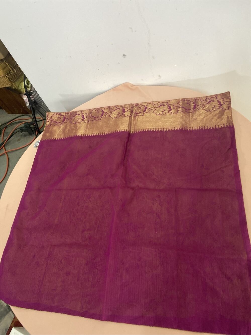 Original Shakti.ism Scarf Beige Pink Side & Green Side Made In India 23” Square